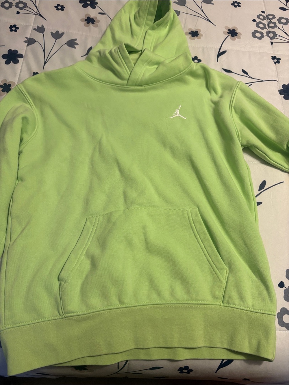 Jordan Lime Green Pullover Hoodie with White Jumpman